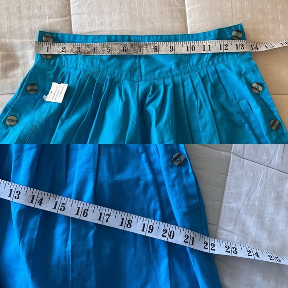 Vintage Deadstock 80s/90s Pleated Button-Front Turquoise Shorts S - Picture 12 of 14